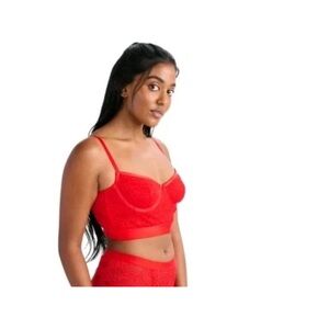 Parade Womens Red Lace Bustier Bra Size Large
